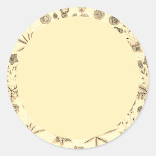 Effen beige en groene bloemenlabel ronde sticker