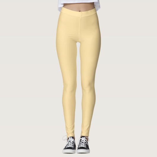 Effen beige kleur leggings (Voorkant)