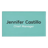 Effen Blauw Zwart Wit Minimalistisch Modern Naambadge (Voorkant)