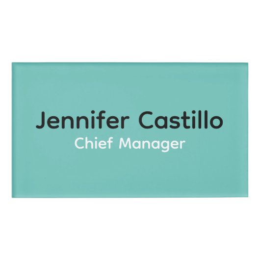 Effen Blauw Zwart Wit Minimalistisch Modern Naambadge (Voorkant)