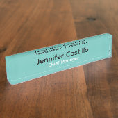 Effen Blauw Zwart Wit Minimalistisch Modern Naambordje (Zijkant)