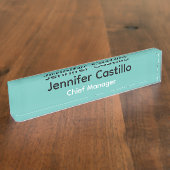 Effen Blauw Zwart Wit Minimalistisch Modern Naambordje (Zijkant)