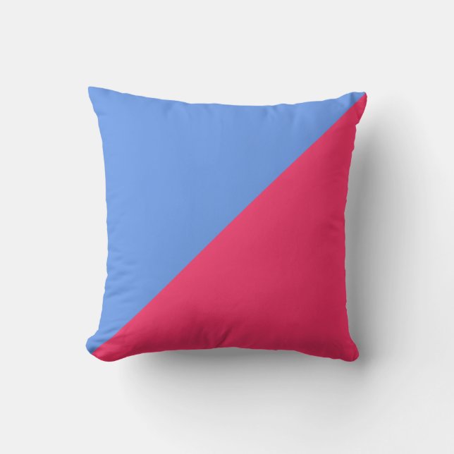 Effen blauwe en hete roze achtergrond kussen (Voorkant)