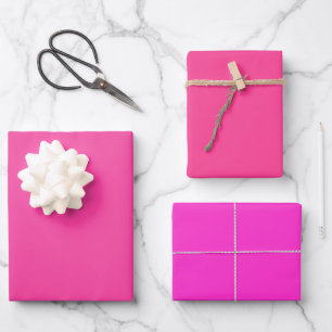 Effen Bonbon Fuchsia Schitterende Roze Tinten 3 Ti Inpakpapier Vel