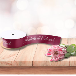 Effen bordeauxrode huwelijksbloemen & auto satijne satijnen lint