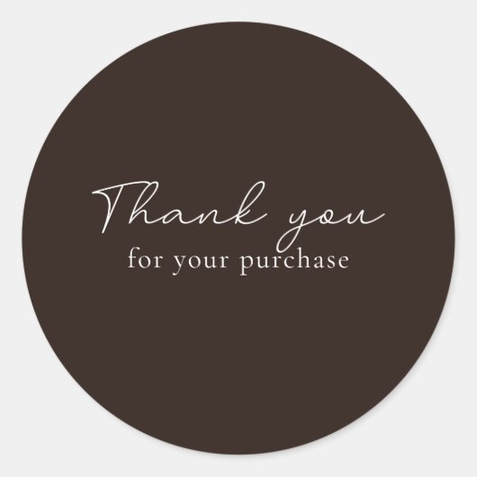 effen bruin, Bedankt voor uw aankoop Ronde Sticker (Voorkant)