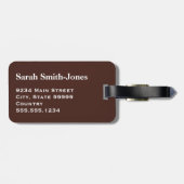 Effen bruin met witte tekst bagagelabel (Achterkant horizontaal)