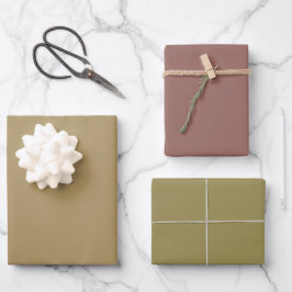 Effen donkerbeige kastanjebruine tinten 3 kleuren inpakpapier vel