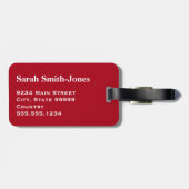 Effen donkerrood met witte tekst bagagelabel (Achterkant horizontaal)