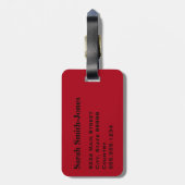 Effen donkerrood met zwarte tekst bagagelabel (Achterkant verticaal)