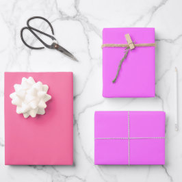 Effen Frans Ultra Fuchsia Roze Tinten 3 Tinten Inpakpapier Vel
