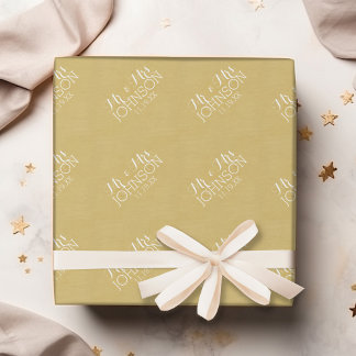 Effen goud - trouwcadeaus voor Mr & Mrs Cadeaupapier