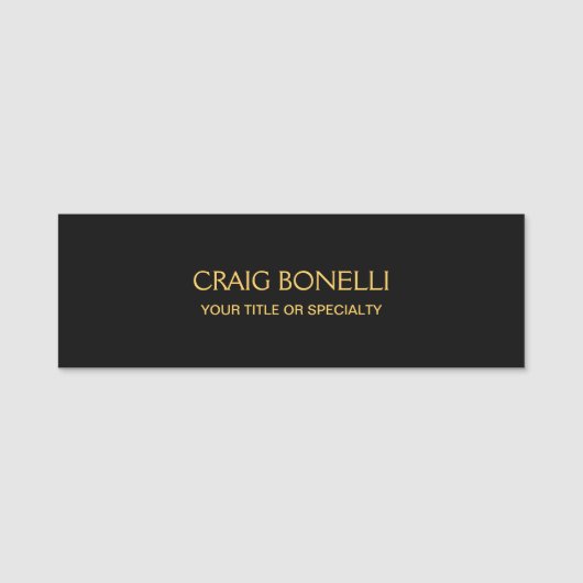 Effen goud zwart kleuren modern minimalistisch naamplaatje (Voorkant)