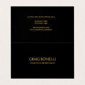 Effen goud zwart kleuren modern minimalistisch visitekaartje (Buitenkant ongevouwen)