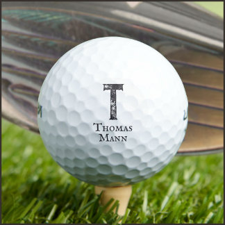 Effen grijze kleur initials en naam golfballen