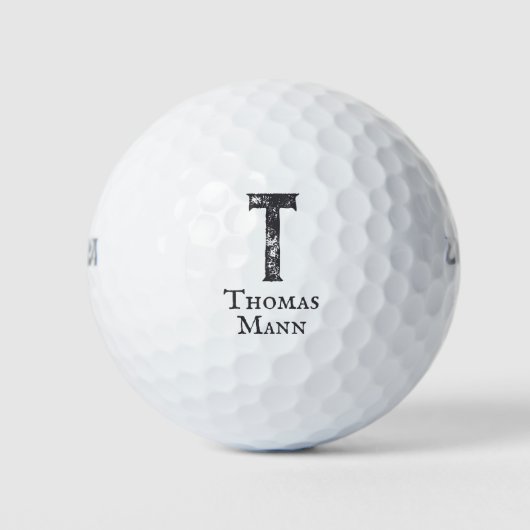 Effen grijze kleur initials en naam golfballen (Voorkant)