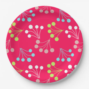 Effen kleur bessen eenvoudige patroon retro sixtie papieren bordje