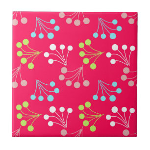 Effen kleur bessen eenvoudige patroon retro sixtie tegeltje