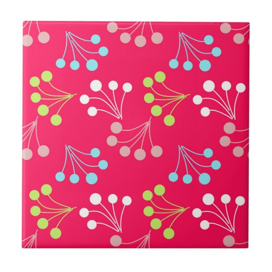 Effen kleur bessen eenvoudige patroon retro sixtie tegeltje (Voorkant)