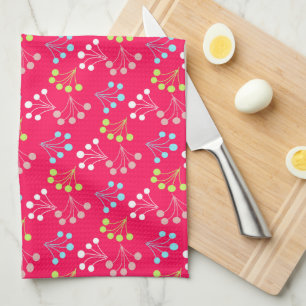 Effen kleur bessen eenvoudige patroon retro sixtie theedoek