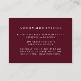 Effen kleur Bourgogne rood bruiloft accommodaties Informatiekaartje