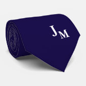 Effen kleur das met monogram | Eenvoudig marinebla (Opgerold)