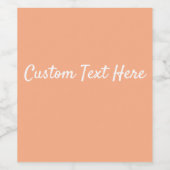 Effen kleur effen abrikoos pastel sinaasappel wijn etiket (Enkel label)