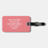 Effen kleur effen donker koraal roze bagagelabel (Achterkant horizontaal)