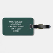 Effen kleur effen donker smaragdgroen bagagelabel (Achterkant horizontaal)