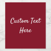 Effen kleur effen granaat rood wijn etiket (Enkel label)