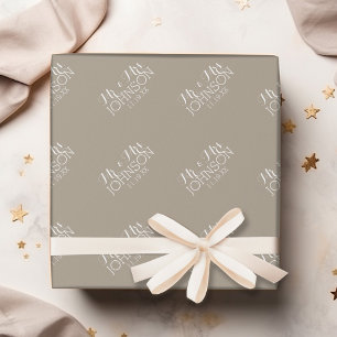 Effen kleur linnen beige - Mr & Mrs huwelijksgunst Cadeaupapier