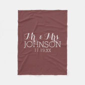 Effen kleur Marsala - Mr & Mrs Wedding Favors Fleece Deken (Voorkant)