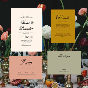 Effen Kleur Minimalistische Script Bruiloft Bedank Bedankkaart