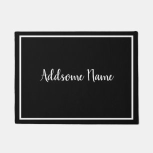 Effen kleur Modern Basic Zwart Wit Monogrammed Deurmat