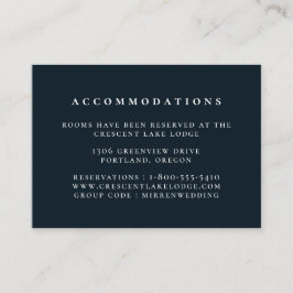 Effen kleur Navy Blue Bruiloft Accommodaties Informatiekaartje