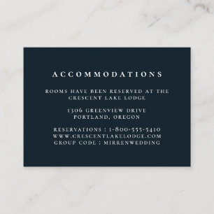 Effen kleur Navy Blue Bruiloft Accommodaties Informatiekaartje