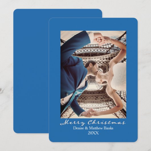 Effen kleur nevels blauwe elegante kerstkaart kaart (Voorkant / Achterkant)