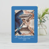 Effen kleur nevels blauwe elegante kerstkaart kaart (Staand voorkant)