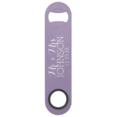 Effen kleur Orchidee Lavendel Mr & Mrs Trouwgunst Speed Flessenopener (Voorkant)