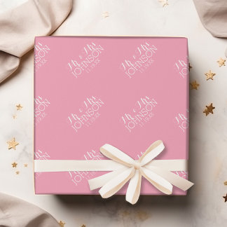 Effen kleur Pastel Roze - Trouwgeschenken Mr & Mrs Cadeaupapier