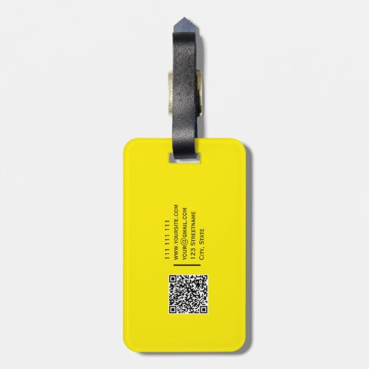 Effen kleur QR code Modern Canary Yellow Bright Bagagelabel (Achterkant verticaal)