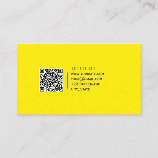 Effen kleur QR code Modern Canary Yellow Bright Visitekaartje (Achterkant)