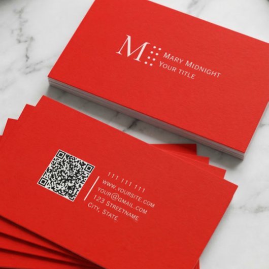 Effen kleur QR-code Modern Candy Apple Rood Visitekaartje
