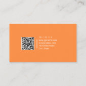 Effen kleur QR code Modern Elegant Helder Sinaasap Visitekaartje (Achterkant)