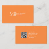 Effen kleur QR code Modern Elegant Helder Sinaasap Visitekaartje (Voorkant / Achterkant)