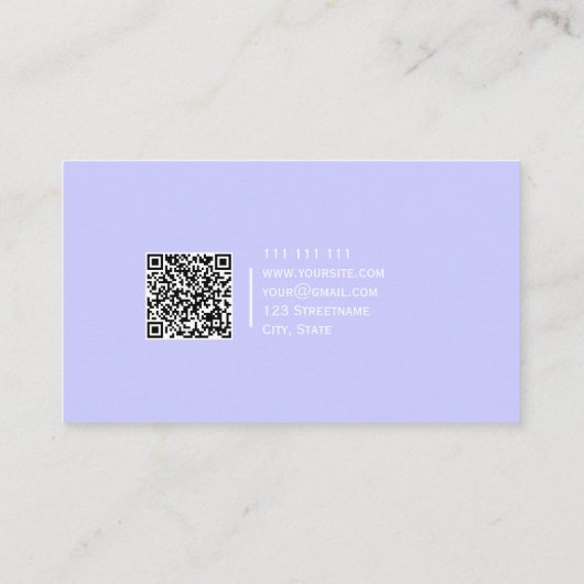 Effen kleur QR code Modern Elegant Periwinkle Visitekaartje (Achterkant)
