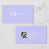 Effen kleur QR code Modern Elegant Periwinkle Visitekaartje (Voorkant / Achterkant)