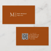 Effen kleur QR code Modern Elegant Roux Visitekaartje (Voorkant / Achterkant)