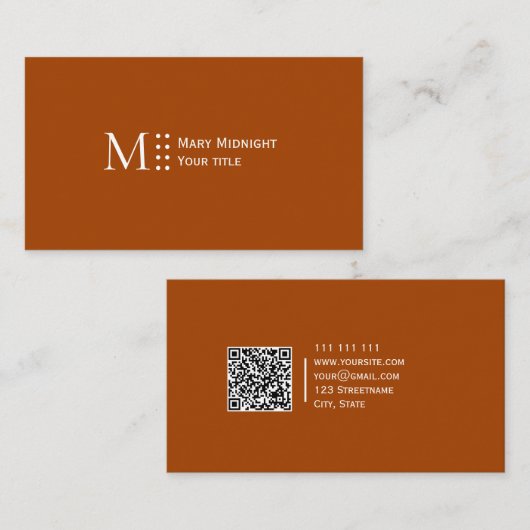 Effen kleur QR code Modern Elegant Roux Visitekaartje (Voorkant / Achterkant)