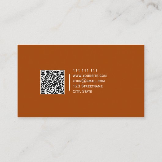 Effen Kleur QR-code Modern Elegante Roux Visitekaartje (Achterkant)